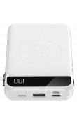 Beyaz MagSafe uyumlu 10000 mAh LCD ekranlı wireless promosyon powerbank